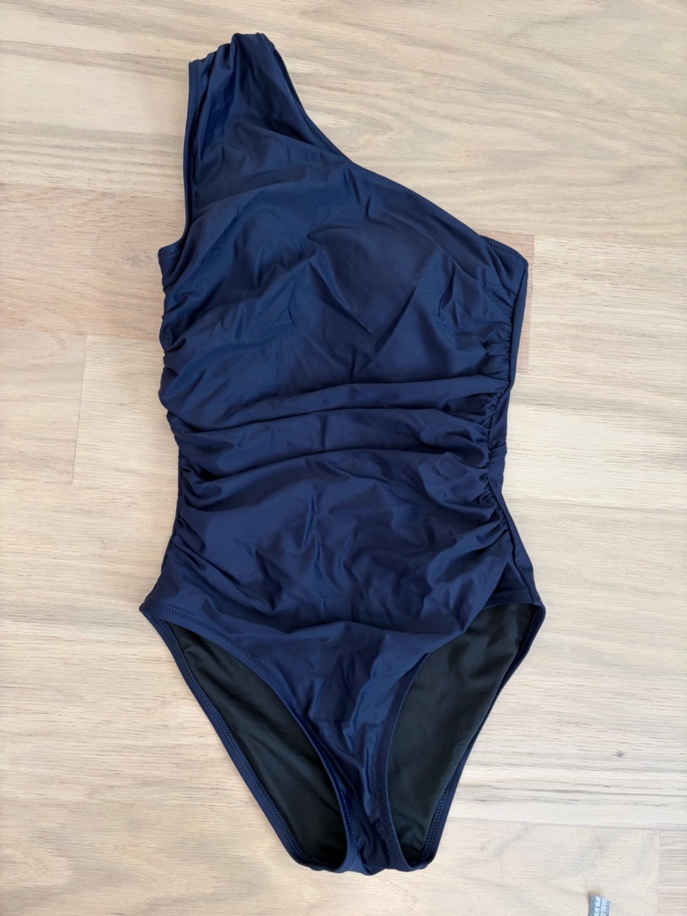 J. Crew One-Shoulder Navy Ruched One-Piece Swimsuit